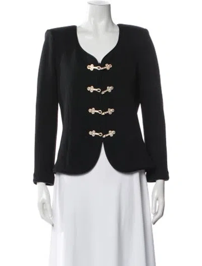 Pre-owned St John Wool V-neck Sweater In Black