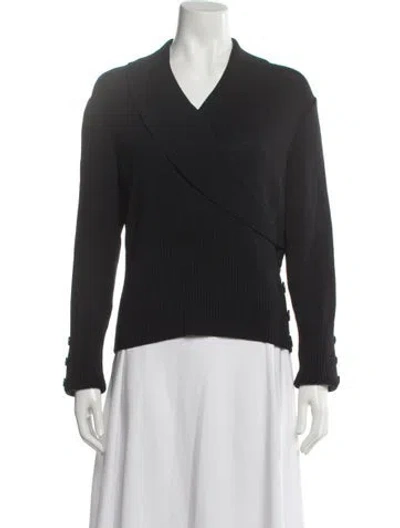Pre-owned St John Wool V-neck Sweater In Black