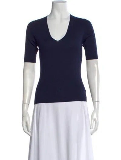 Pre-owned St John Wool V-neck Sweater In Black