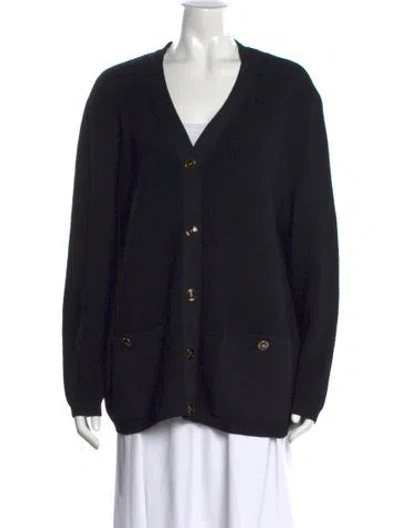 Pre-owned St John Wool V-neck Sweater In Black