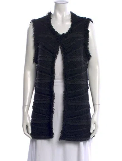 Pre-owned St John Wool V-neck Sweater In Black