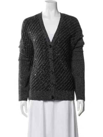 Pre-owned St John Wool V-neck Sweater In Black