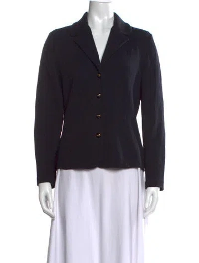 Pre-owned St John Wool V-neck Sweater In Black