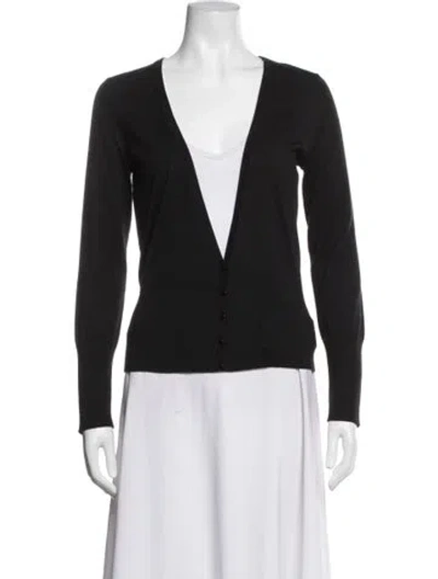Pre-owned St John Wool V-neck Sweater In Black