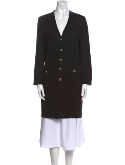 Pre-owned St John Wool V-neck Sweater In Blue