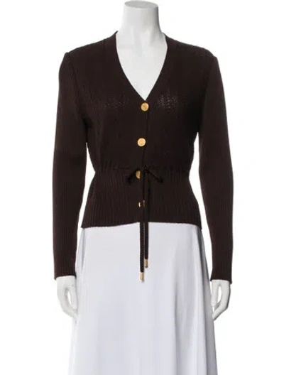 Pre-owned St John Wool V-neck Sweater In Blue