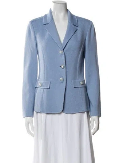 Pre-owned St John Wool V-neck Sweater In Blue