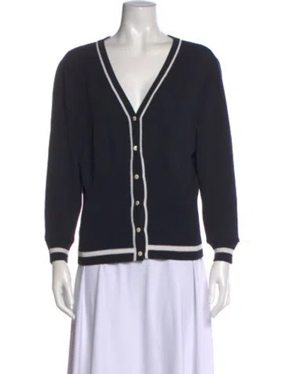 Pre-owned St John Wool V-neck Sweater In Blue