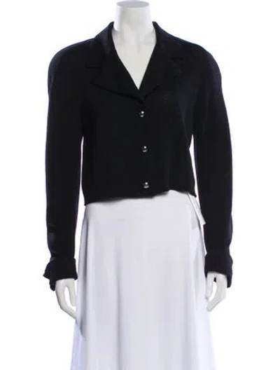 Pre-owned St John Wool V-neck Sweater In Blue