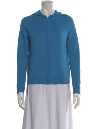 Pre-owned St John Wool V-neck Sweater In Blue