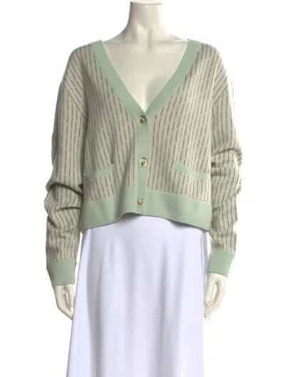 Pre-owned St John Wool V-neck Sweater In Gray