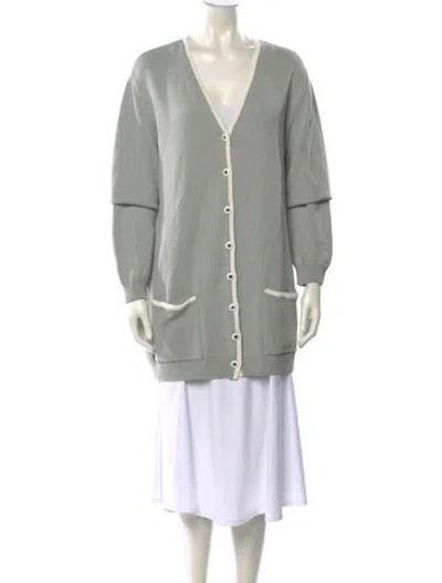 Pre-owned St John Wool V-neck Sweater In Gray