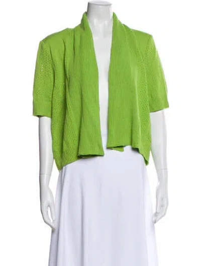Pre-owned St John Wool V-neck Sweater In Green
