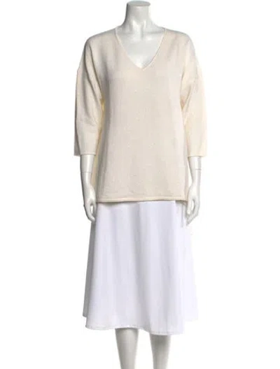 Pre-owned St John Wool V-neck Sweater In Neutral