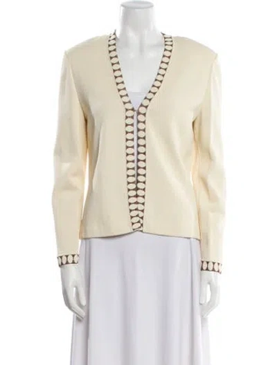 Pre-owned St John Wool V-neck Sweater In Neutral