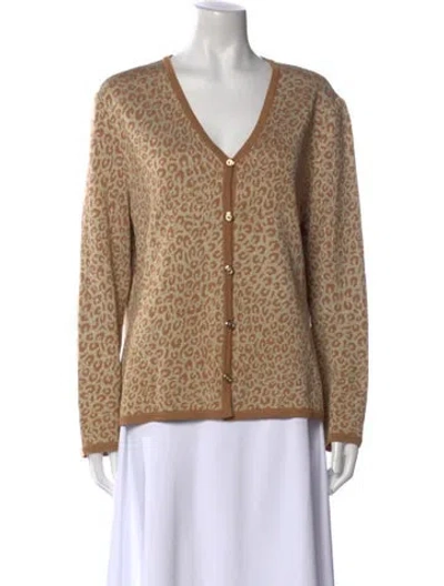 Pre-owned St John Wool V-neck Sweater In Neutral