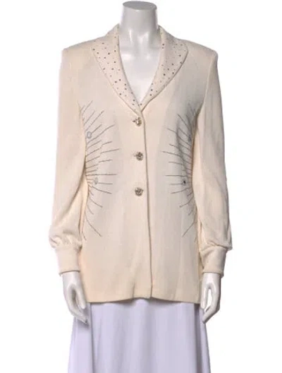 Pre-owned St John Wool V-neck Sweater In Neutral