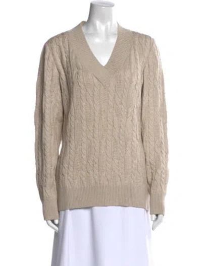 Pre-owned St John Wool V-neck Sweater In Neutral