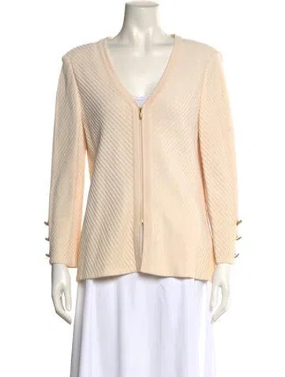 Pre-owned St John Wool V-neck Sweater In Neutral