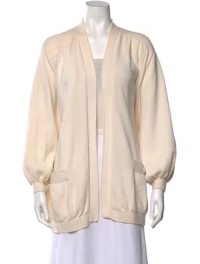Pre-owned St John Wool V-neck Sweater In Neutral