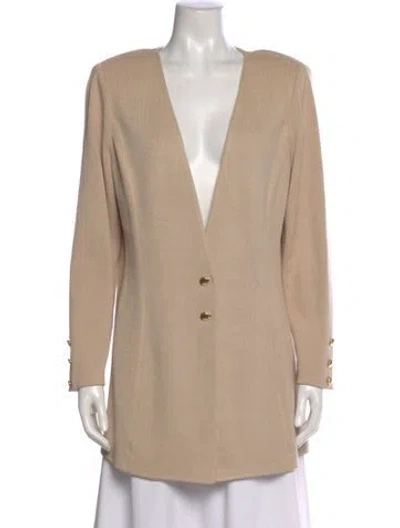 Pre-owned St John Wool V-neck Sweater In Neutral