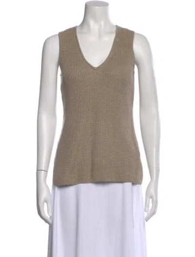 Pre-owned St John Wool V-neck Sweater In Neutral