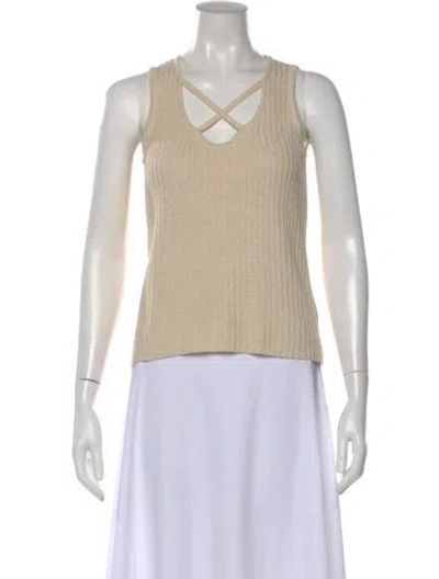 Pre-owned St John Wool V-neck Sweater In Neutral