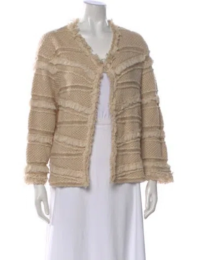 Pre-owned St John Wool V-neck Sweater In Neutral