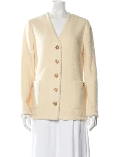 Pre-owned St John Wool V-neck Sweater In Neutral