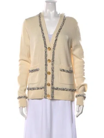 Pre-owned St John Wool V-neck Sweater In Neutral