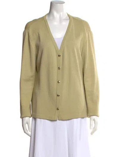 Pre-owned St John Wool V-neck Sweater In Neutrals