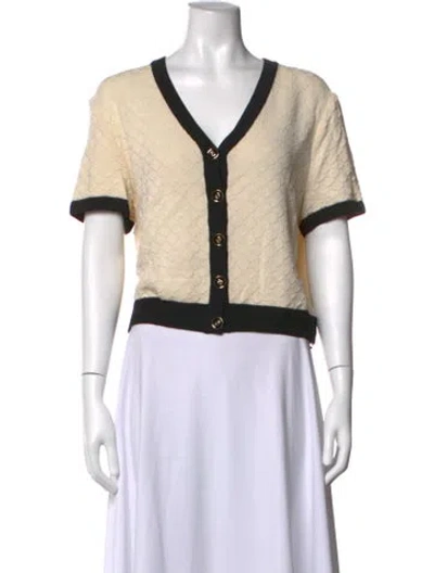 Pre-owned St John Wool V-neck Sweater In Neutrals