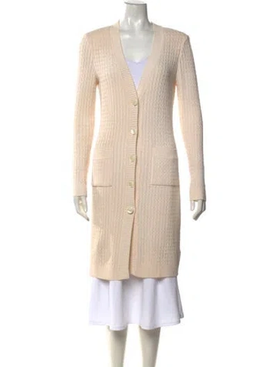 Pre-owned St John Wool V-neck Sweater In Neutrals