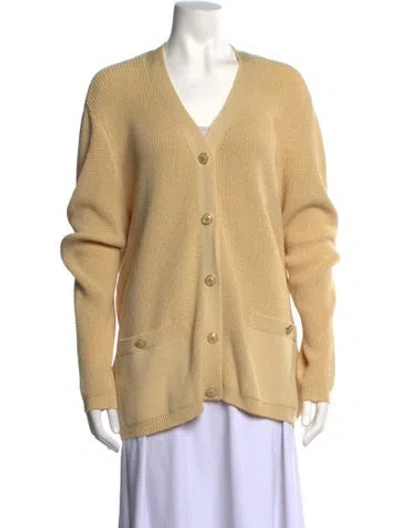 Pre-owned St John Wool V-neck Sweater In Neutrals