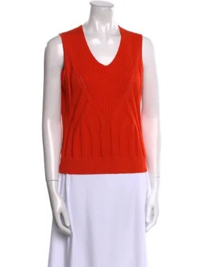 Pre-owned St John Wool V-neck Sweater In Orange