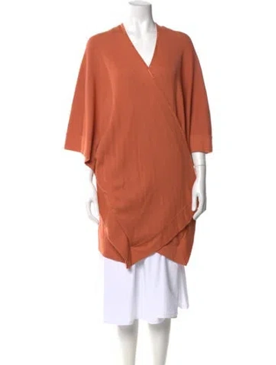 Pre-owned St John Wool V-neck Sweater In Orange