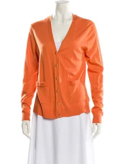 Pre-owned St John Wool V-neck Sweater In Orange