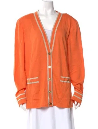 Pre-owned St John Wool V-neck Sweater In Orange