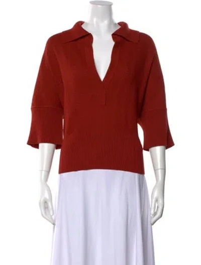 Pre-owned St John Wool V-neck Sweater In Orange