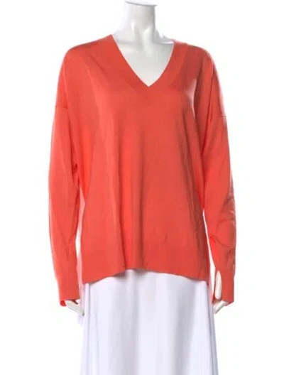 Pre-owned St John Wool V-neck Sweater In Orange