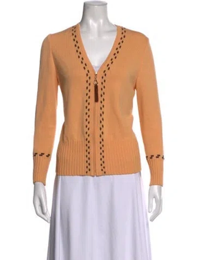 Pre-owned St John Wool V-neck Sweater In Orange
