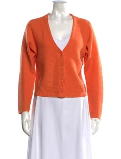 Pre-owned St John Wool V-neck Sweater In Orange