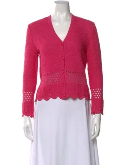 Pre-owned St John Wool V-neck Sweater In Pink
