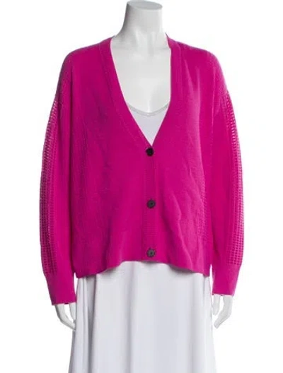 Pre-owned St John Wool V-neck Sweater In Pink