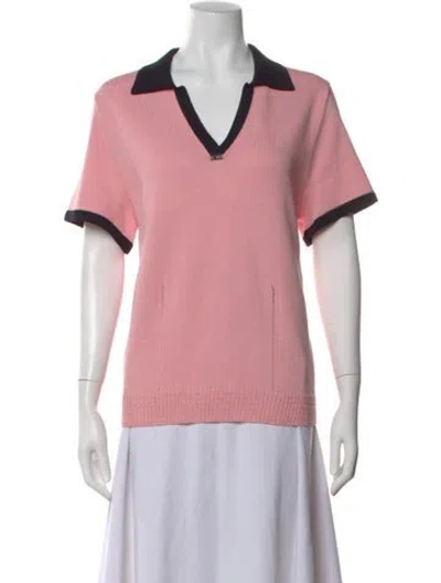 Pre-owned St John Wool V-neck Sweater In Pink