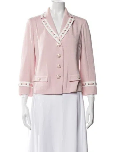 Pre-owned St John Wool V-neck Sweater In Pink