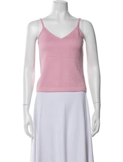 Pre-owned St John Wool V-neck Sweater In Pink