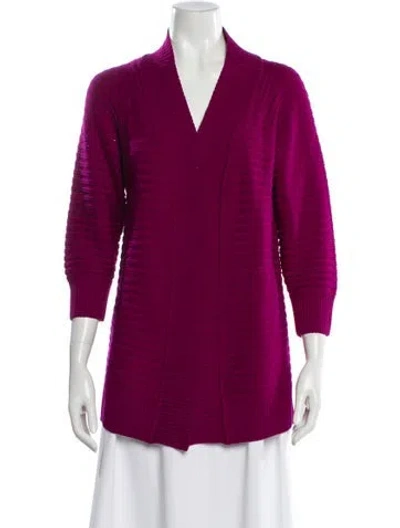 Pre-owned St John Wool V-neck Sweater In Purple