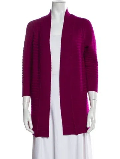 Pre-owned St John Wool V-neck Sweater In Purple