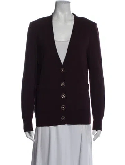 Pre-owned St John Wool V-neck Sweater In Purple